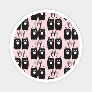 Black cats pattern. Funny Gifts & Clothing Collection with Cute black cats animals, Black Lovely Little Kittens pattern, trendy event decoration. Love, Birthday party, Baby shower Anniversary Magnet